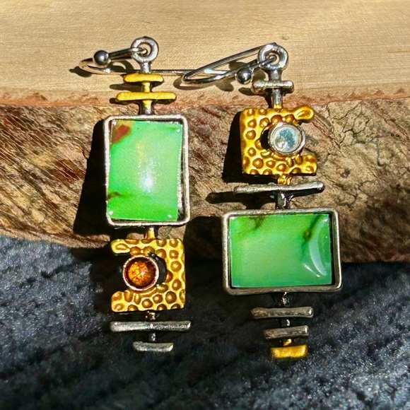 Jewelry - Bohemian Chic Cute Green Geometric Unique Drop Earrings Lightweight